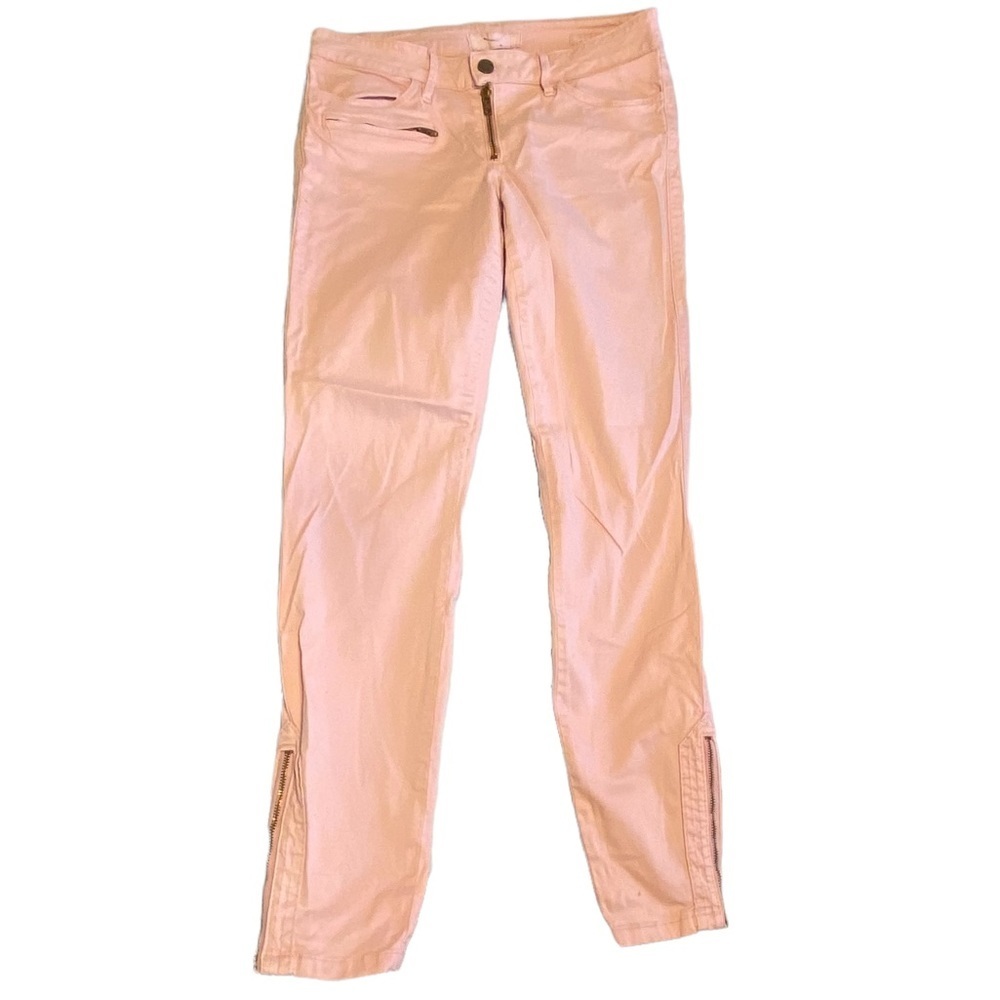 Pink Guess Brittney biker skinny ankle pants